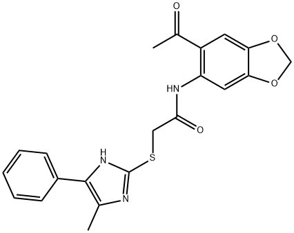 N-(6-acetyl-1,3-benzodioxol-5-yl)-2-[(4-methyl-5-phenyl-1H-imidazol-2-yl)sulfanyl]acetamide Struktur