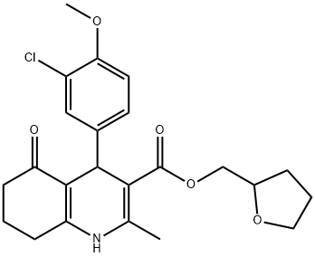 (tetrahydrofuran-2-yl)methyl 4-(3-chloro-4-methoxyphenyl)-2-methyl-5-oxo-1,4,5,6,7,8-hexahydroquinoline-3-carboxylate Struktur