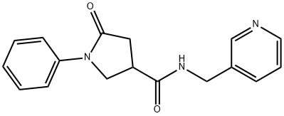 5-oxo-1-phenyl-N-(pyridin-3-ylmethyl)pyrrolidine-3-carboxamide Struktur