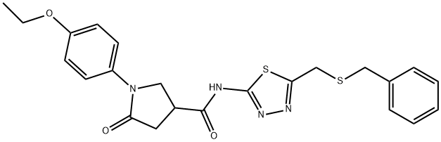 N-{5-[(benzylsulfanyl)methyl]-1,3,4-thiadiazol-2-yl}-1-(4-ethoxyphenyl)-5-oxopyrrolidine-3-carboxamide Struktur