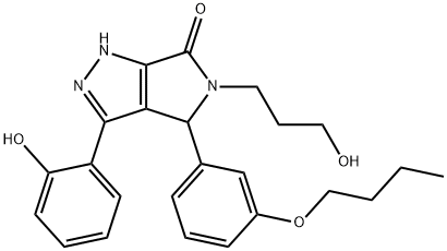 4-(3-butoxyphenyl)-3-(2-hydroxyphenyl)-5-(3-hydroxypropyl)-4,5-dihydropyrrolo[3,4-c]pyrazol-6(2H)-one Struktur