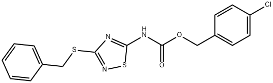 4-chlorobenzyl (3-(benzylthio)-1,2,4-thiadiazol-5-yl)carbamate Struktur