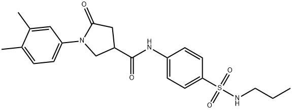 1-(3,4-dimethylphenyl)-5-oxo-N-[4-(propylsulfamoyl)phenyl]pyrrolidine-3-carboxamide Struktur