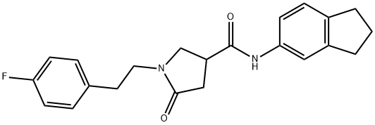 N-(2,3-dihydro-1H-inden-5-yl)-1-[2-(4-fluorophenyl)ethyl]-5-oxopyrrolidine-3-carboxamide Struktur