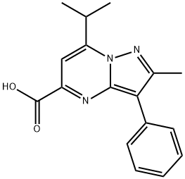 7-isopropyl-2-methyl-3-phenylpyrazolo[1,5-a]pyrimidine-5-carboxylic acid Struktur