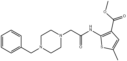 methyl 2-(2-(4-benzylpiperazin-1-yl)acetamido)-5-methylthiophene-3-carboxylate Struktur