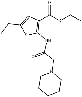 ethyl 5-ethyl-2-(2-(piperidin-1-yl)acetamido)thiophene-3-carboxylate Struktur