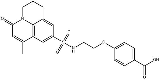 4-(2-(7-methyl-5-oxo-1,2,3,5-tetrahydropyrido[3,2,1-ij]quinoline-9-sulfonamido)ethoxy)benzoic acid Struktur