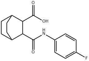 3-((4-fluorophenyl)carbamoyl)bicyclo[2.2.2]octane-2-carboxylic acid Struktur