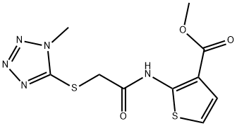 methyl 2-(2-((1-methyl-1H-tetrazol-5-yl)thio)acetamido)thiophene-3-carboxylate Struktur