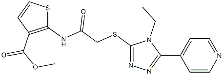 methyl 2-(2-((4-ethyl-5-(pyridin-4-yl)-4H-1,2,4-triazol-3-yl)thio)acetamido)thiophene-3-carboxylate Struktur