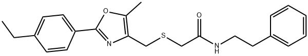 2-[[[2-(4-ethylphenyl)-5-methyl-4-oxazolyl]methyl]thio]-N-(2-phenylethyl)acetamide Struktur