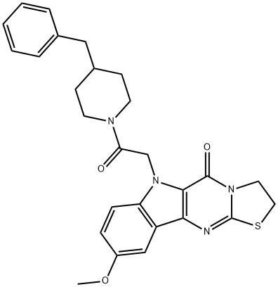 6-(2-(4-benzylpiperidin-1-yl)-2-oxoethyl)-9-methoxy-2,3-dihydrothiazolo[3',2':1,2]pyrimido[5,4-b]indol-5(6H)-one Struktur