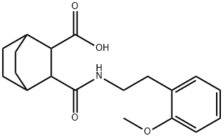 3-((2-methoxyphenethyl)carbamoyl)bicyclo[2.2.2]octane-2-carboxylic acid Struktur