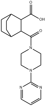 3-(4-(pyrimidin-2-yl)piperazine-1-carbonyl)bicyclo[2.2.2]octane-2-carboxylic acid Struktur