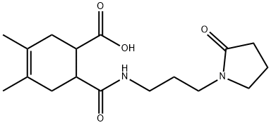 3,4-dimethyl-6-((3-(2-oxopyrrolidin-1-yl)propyl)carbamoyl)cyclohex-3-enecarboxylic acid Struktur