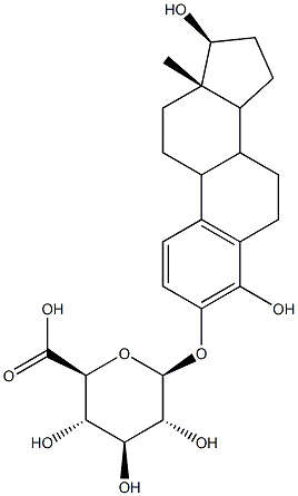 (17beta)-4,17-Dihydroxyestra-1,3,5(10)-trien-3-yl beta-D-glucopyranosiduronic acid Struktur