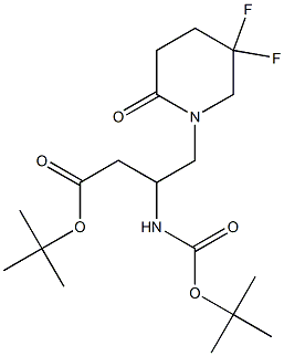 3-t-butoxycarbonylamino-4-(5,5-difluoro-2-oxo-piperidin-1-yl)butyric acid t-butyl ester Struktur