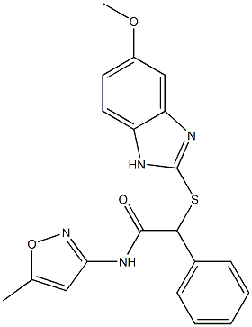 2-[(5-methoxy-1H-benzimidazol-2-yl)sulfanyl]-N-(5-methyl-1,2-oxazol-3-yl)-2-phenylacetamide Struktur