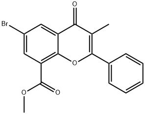 Methyl 6-bromo-3-methyl-4-oxo-2-phenyl-4H-chromene-8-carboxylate Struktur