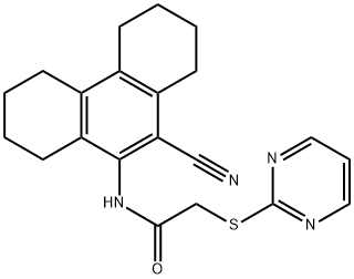 N-(10-cyano-1,2,3,4,5,6,7,8-octahydro-9-phenanthrenyl)-2-(2-pyrimidinylsulfanyl)acetamide Struktur