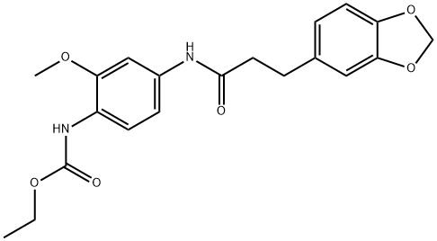 ethyl 4-{[3-(1,3-benzodioxol-5-yl)propanoyl]amino}-2-methoxyphenylcarbamate Struktur