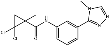 2,2-dichloro-1-methyl-N-[3-(4-methyl-4H-1,2,4-triazol-3-yl)phenyl]cyclopropanecarboxamide Struktur