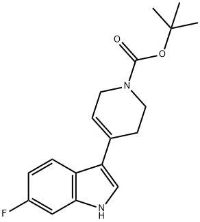 4-(6-Fluoro-1H-indol-3-yl)-3,6-dihydro-2H-pyridine-1-carboxylic acid tert-butyl ester Struktur