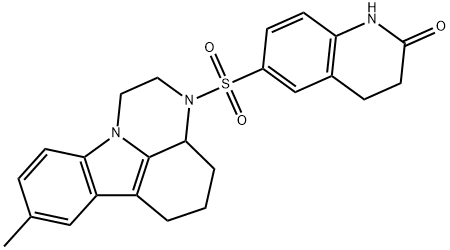 6-((8-methyl-3a,4,5,6-tetrahydro-1H-pyrazino[3,2,1-jk]carbazol-3(2H)-yl)sulfonyl)-3,4-dihydroquinolin-2(1H)-one Struktur