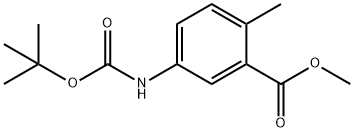 5-tert-Butoxycarbonylamino-2-methyl-benzoic acid methyl ester Struktur