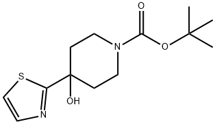 tert-butyl 4-hydroxy-4-(1,3-thiazol-2-yl)piperidine-1-carboxylate Struktur