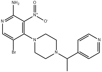 5-Bromo-3-nitro-4-(4-(1-(pyridin-4-yl)ethyl)piperazin-1-yl)pyridin-2-amine Struktur