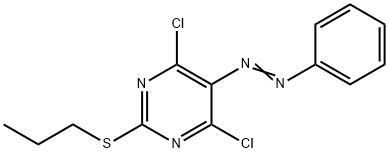 Pyrimidine, 4,6-dichloro-5-(2-phenyldiazenyl)-2-(propylthio)- Struktur