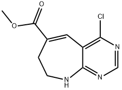 4-Chloro-8,9-dihydro-7H-pyrimido[4,5-b]azepine-6-carboxylic acid methyl ester Struktur