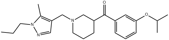 (3-Isopropoxyphenyl)(1-((5-methyl-1-propyl-1H-pyrazol-4-yl)methyl)piperidin-3-yl)methanone Struktur