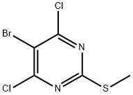 5-bromo-4,6-dichloro-2-(methylthio)pyrimidine Struktur