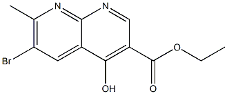 6-Bromo-4-hydroxy-7-methyl-[1,8]naphthyridine-3-carboxylic acid ethyl ester Struktur