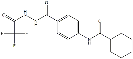 N-(4-{[2-(trifluoroacetyl)hydrazino]carbonyl}phenyl)cyclohexanecarboxamide Struktur