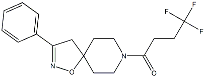 4,4,4-trifluoro-1-(3-phenyl-1-oxa-2,8-diazaspiro[4.5]dec-2-en-8-yl)butan-1-one Struktur