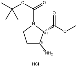 1-tert-butyl 2-methyl (2S,3R)-3-amino-1,2-pyrrolidinedicarboxylate hydrochloride Struktur