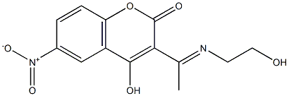 (E)-4-hydroxy-3-(1-((2-hydroxyethyl)imino)ethyl)-6-nitro-2H-chromen-2-one Struktur