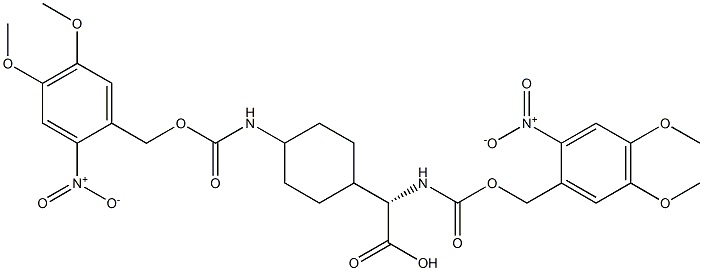 (S)-2-((4,5-dimethoxy-2-nitrobenzyloxy)carbonylamino)-2-((1s,4R)-4-((4,5-dimethoxy-2-nitrobenzyloxy)carbonylamino)cyclohexyl)acetic acid Struktur