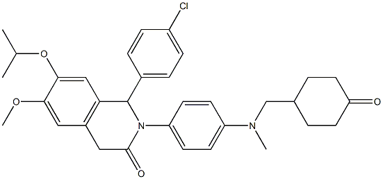 1-(4-chlorophenyl)-7-isopropoxy-6-methoxy-2-(4-(methyl((4-oxocyclohexyl)methyl)amino)phenyl)-1,2-dihydroisoquinolin-3(4H)-one Struktur