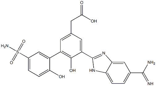 2-(5-(5-carbamimidoyl-1H-benzo[d]imidazol-2-yl)-2',6-dihydroxy-5'-sulfamoylbiphenyl-3-yl)acetic acid Struktur