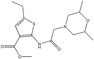 methyl 2-(2-(2,6-dimethylmorpholino)acetamido)-5-ethylthiophene-3-carboxylate Struktur