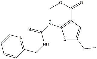 methyl 5-ethyl-2-(3-(pyridin-2-ylmethyl)thioureido)thiophene-3-carboxylate Struktur