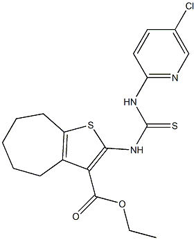 ethyl 2-(3-(5-chloropyridin-2-yl)thioureido)-5,6,7,8-tetrahydro-4H-cyclohepta[b]thiophene-3-carboxylate Struktur