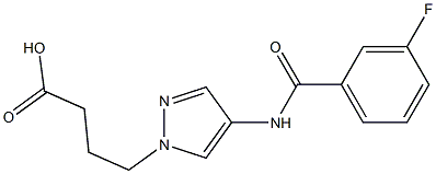 4-(4-(3-fluorobenzamido)-1H-pyrazol-1-yl)butanoic acid Structure