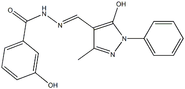 (E)-3-hydroxy-N'-((5-hydroxy-3-methyl-1-phenyl-1H-pyrazol-4-yl)methylene)benzohydrazide Struktur