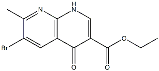 6-Bromo-7-methyl-4-oxo-1,4-dihydro-[1,8]naphthyridine-3-carboxylic acid ethyl ester Struktur